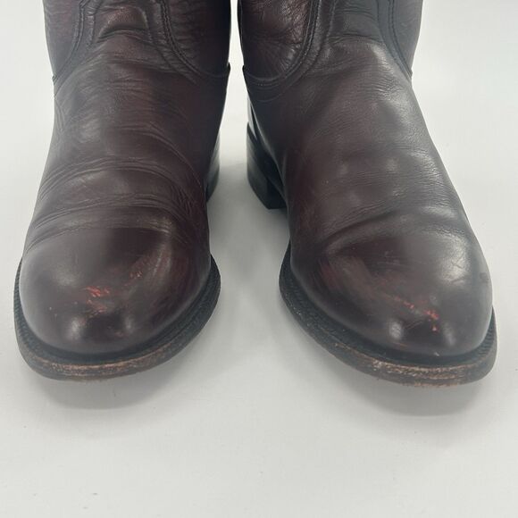 Lucchese Classic Handmade Black Cherry Leather Majestic Roper Boots Mens 7.5 B main image 12